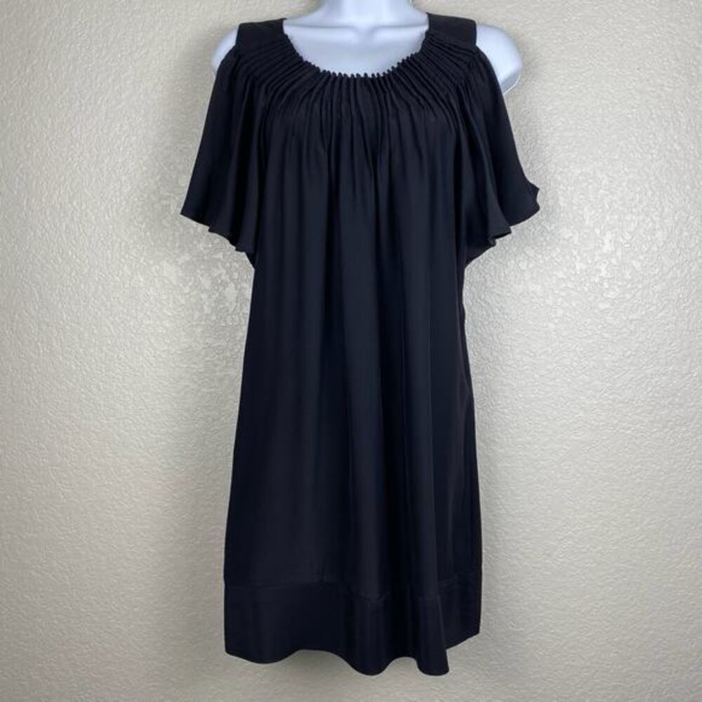 Vtg 80s Shift Dress Womens M Silk Shift Whimsigoth‎ Hong Kong Made Little Black